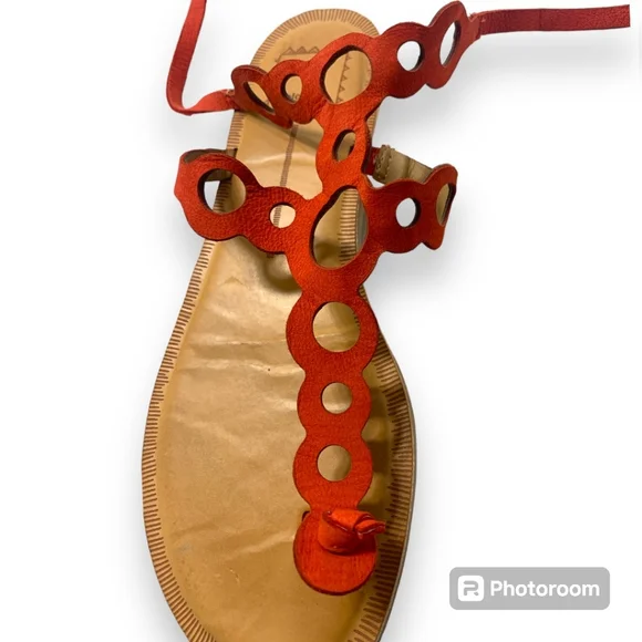 NWOT Dolce Vita Leather lace-up Strappy Orange Jolee Perin Gladiator Sandal - Picture 4 of 11